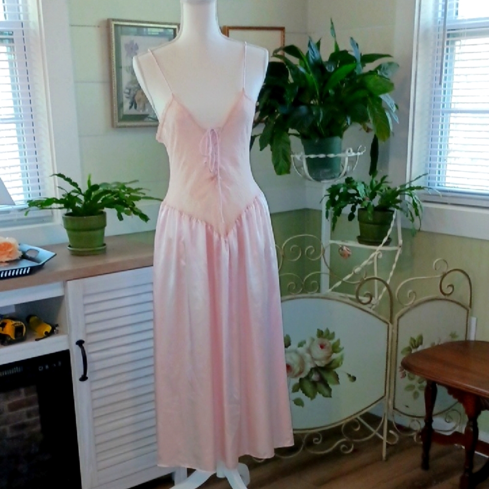 Vintage Stretch Lace Pink Slip Nightgown